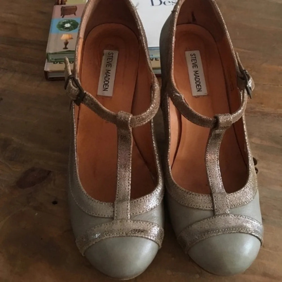 Steve Madden Shoes - Steve Madden Metallic Trim T-strap, Vintagey
